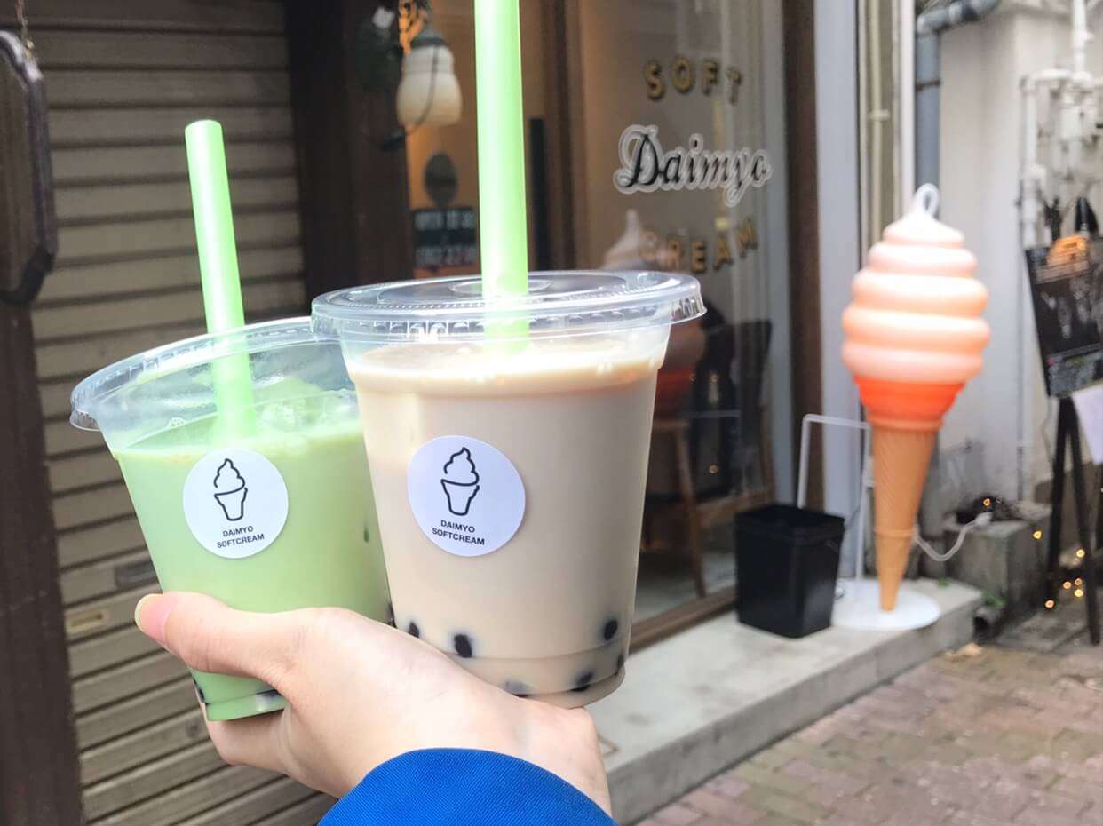 大名ソフトクリーム 長崎浜町店のタピオカドリンク